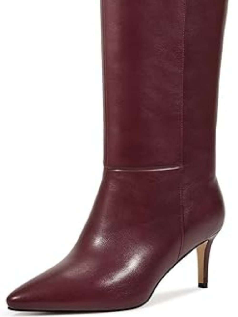 Knee High Boots for Women - Pointed Toe Kitten Heel & Crocodile, Side Full Zipp - Picture 8 of 8